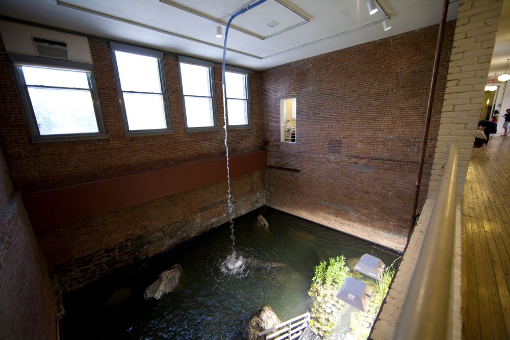 Meg Webster's "Pool" was originally commissioned for MoMA PS1 in 1998 and has been brought back for Expo 1. Look closely, and you can see live koi in the pool.<br/>